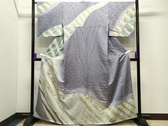 平和屋着物●訪問着　辻が花　絞り　暈し染め　金彩　銀通し地　正絹　逸品　CABI1182gh