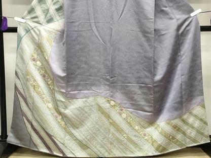 平和屋着物●訪問着　辻が花　絞り　暈し染め　金彩　銀通し地　正絹　逸品　CABI1182gh