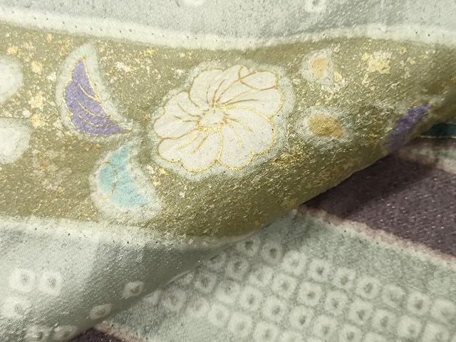 平和屋着物●訪問着　辻が花　絞り　暈し染め　金彩　銀通し地　正絹　逸品　CABI1182gh