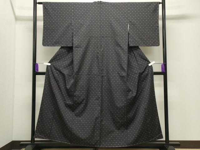 平和屋着物●上質なお召　幾何学文様　正絹　逸品　CABI1184gh