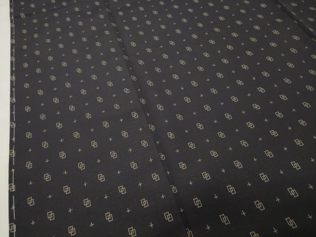 平和屋着物●上質なお召　幾何学文様　正絹　逸品　CABI1184gh