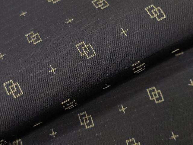 平和屋着物●上質なお召　幾何学文様　正絹　逸品　CABI1184gh