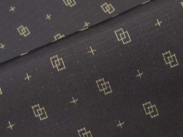 平和屋着物●上質なお召　幾何学文様　正絹　逸品　CABI1184gh