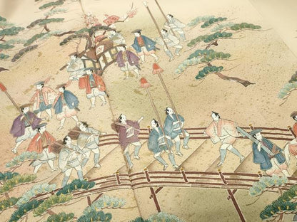 平和屋着物●豪華色留袖　作家物　人物風景文　暈し染め　金糸　ロング丈　正絹　逸品　CABI1187gh