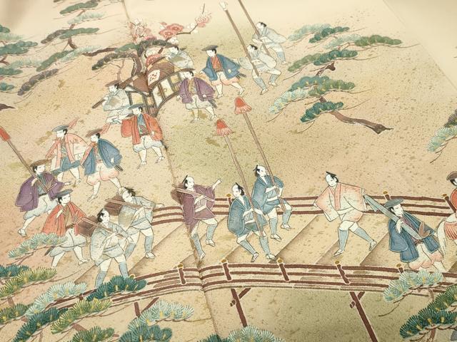 平和屋着物●豪華色留袖　作家物　人物風景文　暈し染め　金糸　ロング丈　正絹　逸品　CABI1187gh