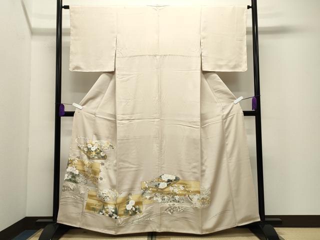平和屋着物●豪華色留袖 刺繍 文箱花文 金彩 正絹 逸品 CABI1188gh