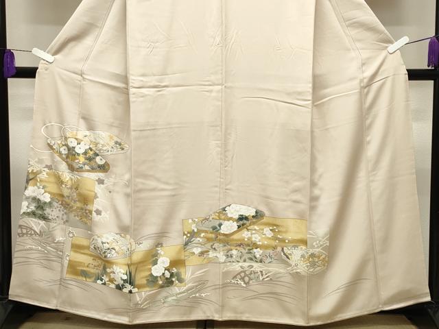 平和屋着物●豪華色留袖 刺繍 文箱花文 金彩 正絹 逸品 CABI1188gh
