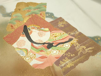 平和屋着物●京友禅の第一人者　松井青々　色留袖　駒刺繍　十二単　暈し染め　金銀彩　正絹　逸品　CABI1189gh