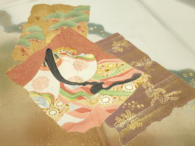 平和屋着物●京友禅の第一人者　松井青々　色留袖　駒刺繍　十二単　暈し染め　金銀彩　正絹　逸品　CABI1189gh