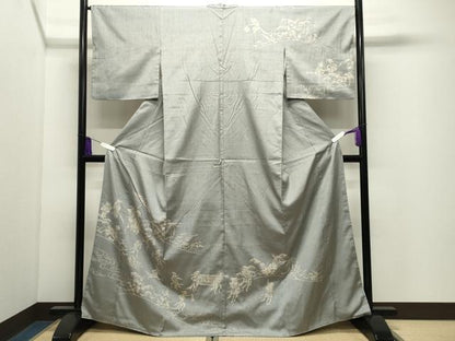 平和屋着物●訪問着　紬地　ろうけつ染　狐の嫁入り　正絹　逸品　CABI1196gh