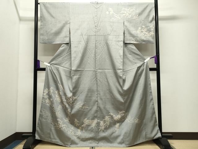 平和屋着物●訪問着　紬地　ろうけつ染　狐の嫁入り　正絹　逸品　CABI1196gh