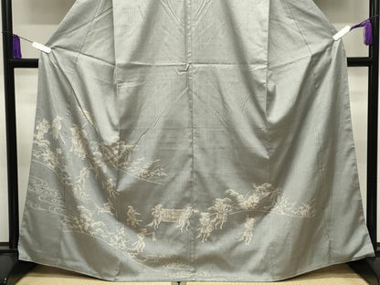 平和屋着物●訪問着　紬地　ろうけつ染　狐の嫁入り　正絹　逸品　CABI1196gh