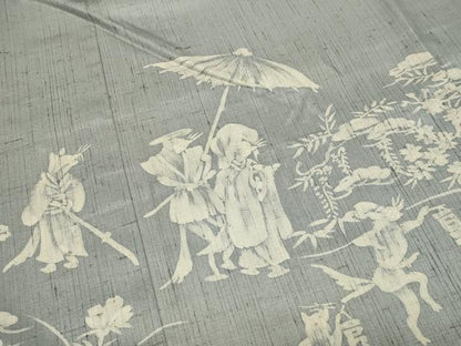平和屋着物●訪問着　紬地　ろうけつ染　狐の嫁入り　正絹　逸品　CABI1196gh
