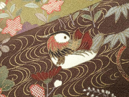 平和屋着物●訪問着　鴛鴦花文　暈し染め　金彩　正絹　逸品　CABI1200gh