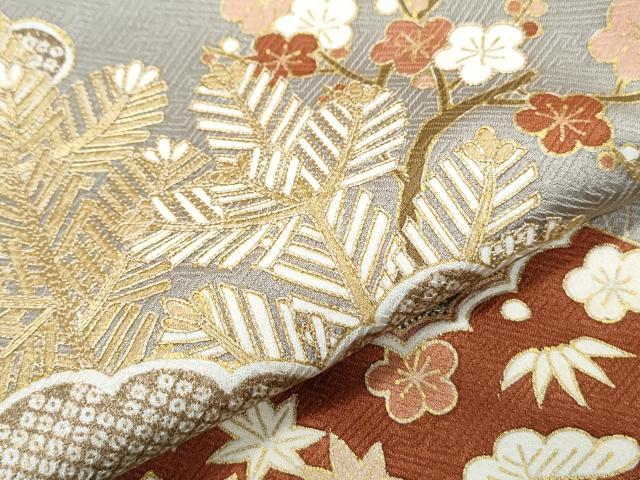 平和屋着物●豪華色留袖　駒刺繍　雲取り草花文　金彩　正絹　逸品　CABI1201th