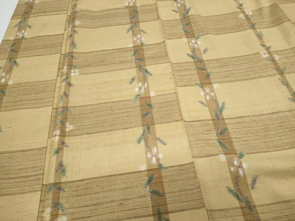 平和屋着物●上質な紬　格子花文　正絹　逸品　CABI1202th
