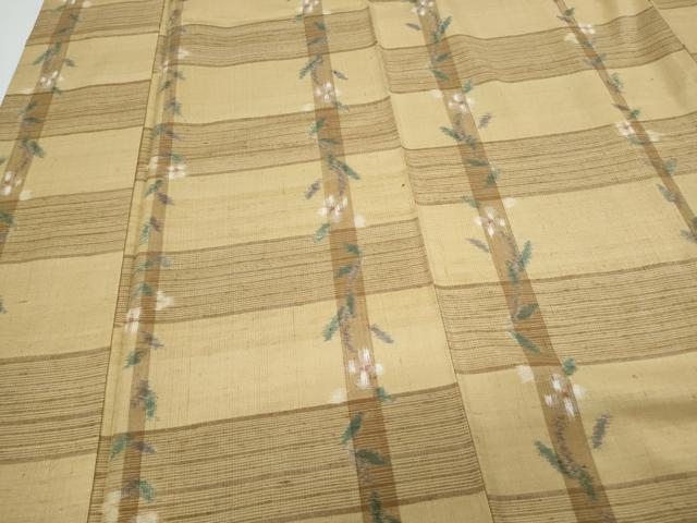 平和屋着物●上質な紬　格子花文　正絹　逸品　CABI1202th