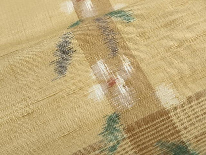 平和屋着物●上質な紬　格子花文　正絹　逸品　CABI1202th