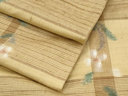 平和屋着物●上質な紬　格子花文　正絹　逸品　CABI1202th