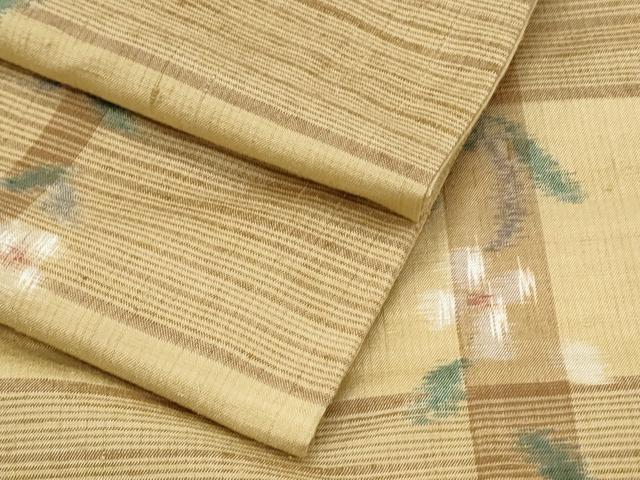 平和屋着物●上質な紬　格子花文　正絹　逸品　CABI1202th