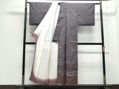 平和屋着物●訪問着　紬地　ろうけつ染め　霞文　正絹　逸品　CABI1203th