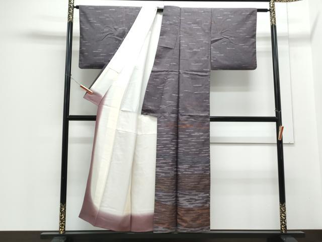 平和屋着物●訪問着　紬地　ろうけつ染め　霞文　正絹　逸品　CABI1203th