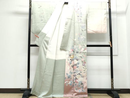 平和屋着物●訪問着　友禅　草花文　暈し染め　正絹　逸品　CABI1207th