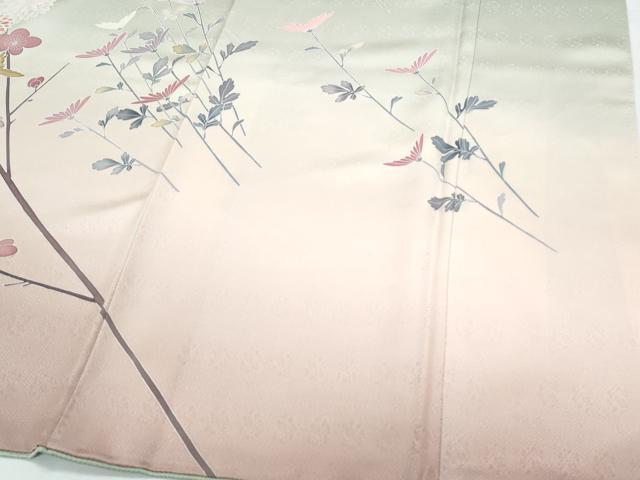 平和屋着物●訪問着　友禅　草花文　暈し染め　正絹　逸品　CABI1207th