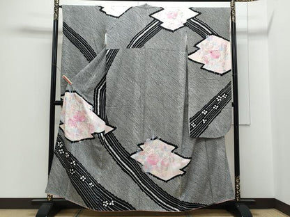 平和屋着物●豪華振袖　絞り　刺繍　草花文　金銀糸　やまと誂製　正絹　逸品　CABI1210th