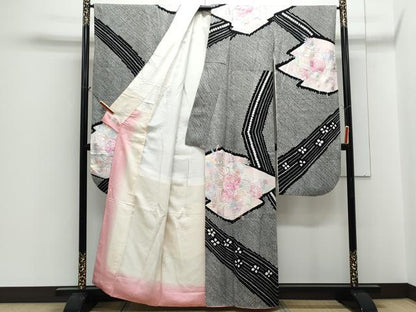 平和屋着物●豪華振袖　絞り　刺繍　草花文　金銀糸　やまと誂製　正絹　逸品　CABI1210th