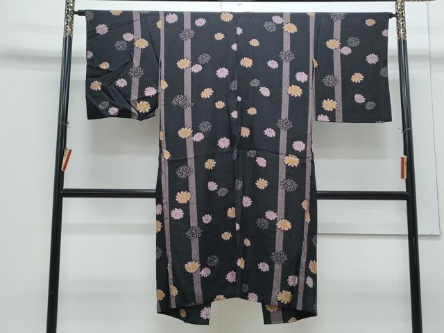 平和屋着物●長襦袢　無双仕立て　舞花文　黒地　正絹　逸品　CABI1211th