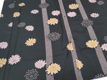 平和屋着物●長襦袢　無双仕立て　舞花文　黒地　正絹　逸品　CABI1211th