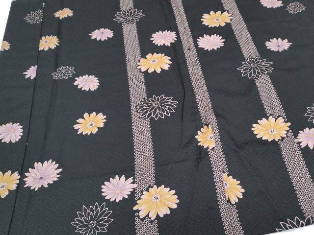 平和屋着物●長襦袢　無双仕立て　舞花文　黒地　正絹　逸品　CABI1211th