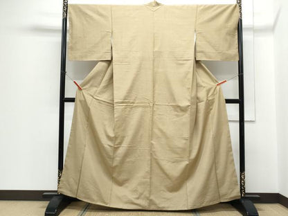 平和屋着物●結城紬　色無地　生壁色　やまと誂製　正絹　逸品　未使用　CABI1214th