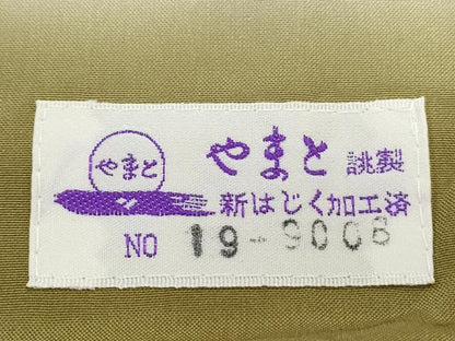 平和屋着物●結城紬　色無地　生壁色　やまと誂製　正絹　逸品　未使用　CABI1214th