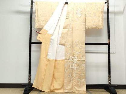 平和屋着物●訪問着　駒刺繍　花唐草文　金彩　三越扱い　正絹　逸品　未使用　CABI1215th