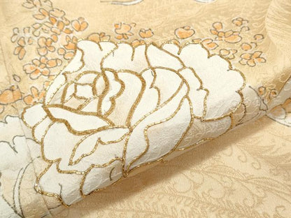 平和屋着物●訪問着　駒刺繍　花唐草文　金彩　三越扱い　正絹　逸品　未使用　CABI1215th