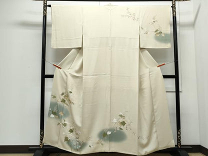 平和屋着物●訪問着　駒刺繍　草花文　暈し染め　金彩　正絹　逸品　CABI1219th
