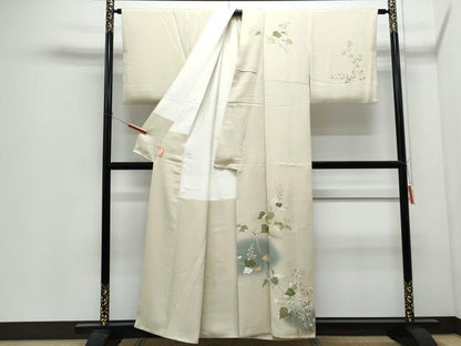 平和屋着物●訪問着　駒刺繍　草花文　暈し染め　金彩　正絹　逸品　CABI1219th