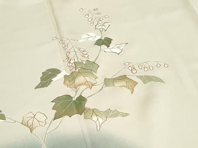 平和屋着物●訪問着　駒刺繍　草花文　暈し染め　金彩　正絹　逸品　CABI1219th