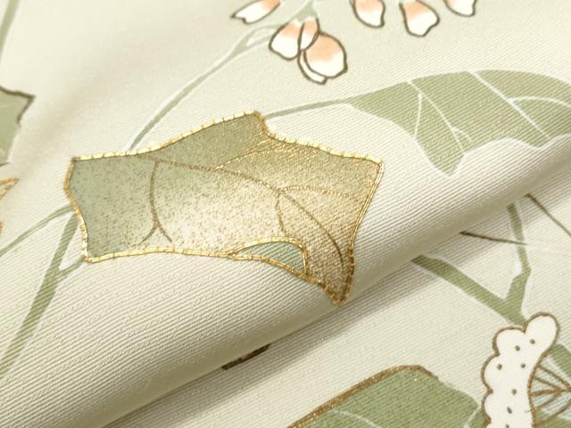 平和屋着物●訪問着　駒刺繍　草花文　暈し染め　金彩　正絹　逸品　CABI1219th