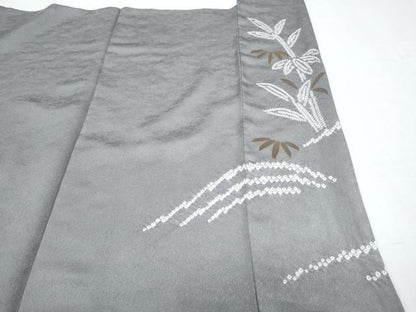 平和屋着物●訪問着　絞り　刺繍　草花文　金彩　正絹　逸品　CABI1220th