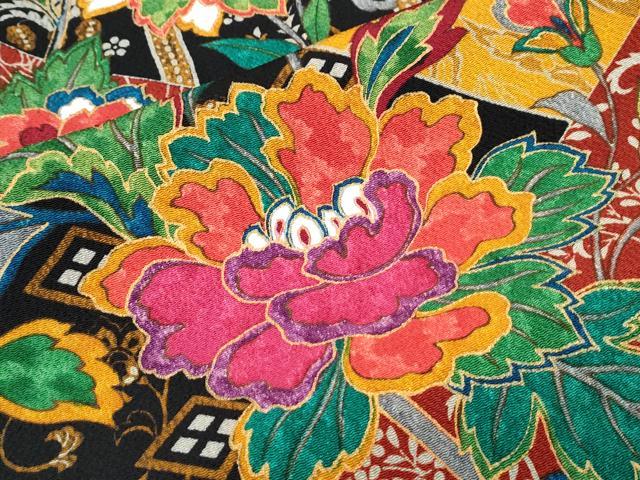 平和屋着物●豪華振袖　更紗花唐草文　金彩　鬼しぼ縮緬　正絹　逸品　CABI1225th