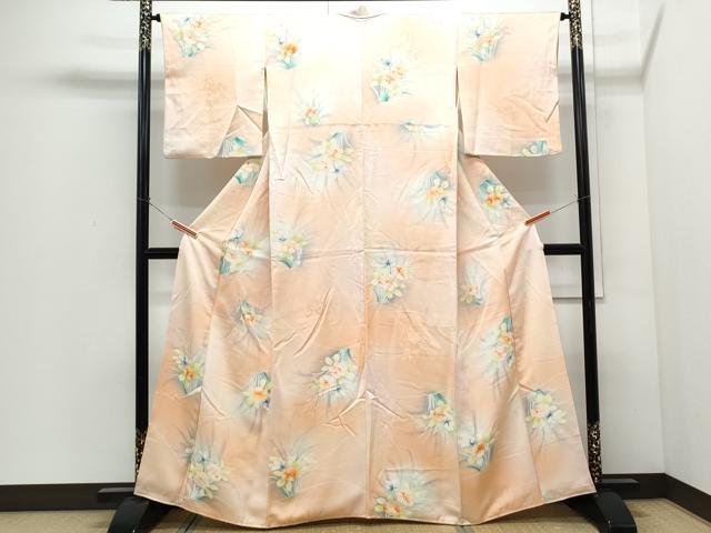 平和屋着物●上質な小紋　地紋起こし　草花文　暈し染め　正絹　逸品　CABI1227th