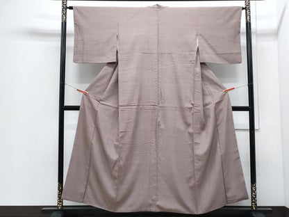 平和屋着物●上質な紬　色無地　胡桃染色　正絹　逸品　CABI1228th