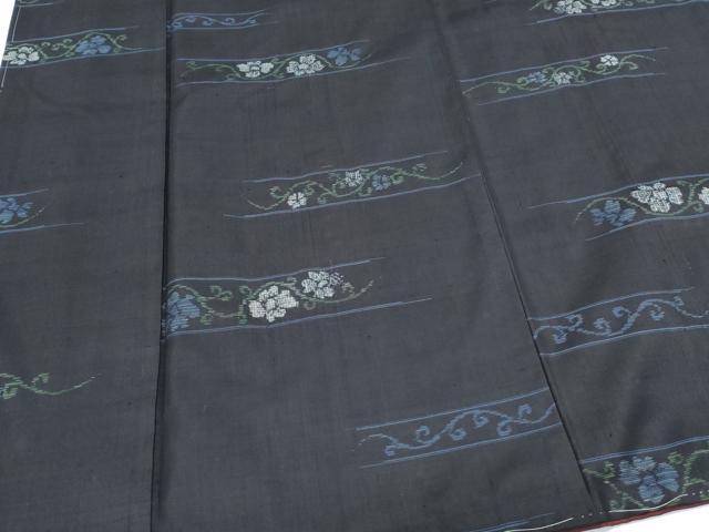 平和屋着物●本場大島紬　割り込み絣　花唐草文　正絹　逸品　CABI1230th