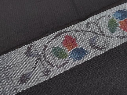 平和屋着物●上質な紬　横段花文　正絹　逸品　CABI1232th