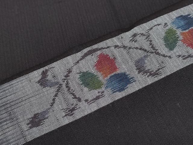 平和屋着物●上質な紬　横段花文　正絹　逸品　CABI1232th