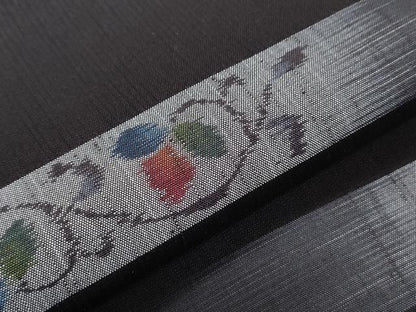平和屋着物●上質な紬　横段花文　正絹　逸品　CABI1232th