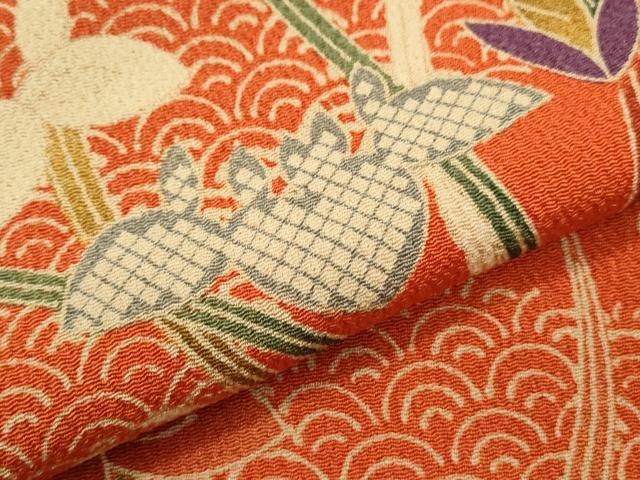平和屋着物●訪問着　草花文　鬼しぼ縮緬　正絹　逸品　CABI1233th
